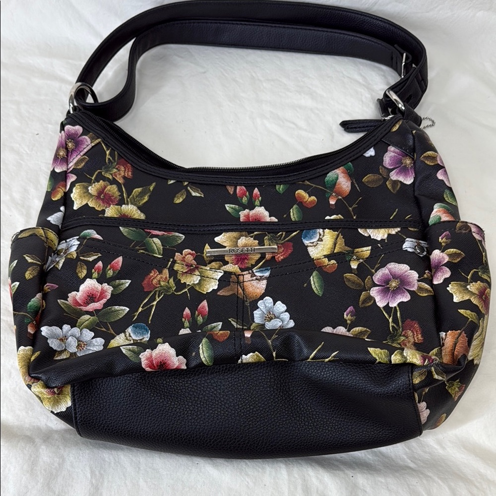 Rosetti Black Shoulder Bag with Floral Design